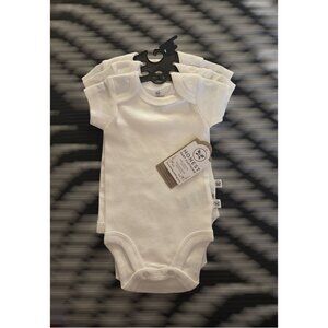 NWT Honest Baby 0-3 Months 3-Pack White Short Sleeve Bodysuits